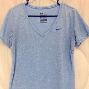 Woman’s Nike Dry-Fit Blue and White V-neck T-shirt